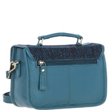 Ashwood Leather & Harris Tweed® Cloth Small Satchel Bag Teal/Navy: TW-67-16-TN