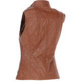 Diamond Quilted Leather Gilet Tan: RIGDEN GILLET