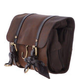 Vintage Oily Hanging Leather Wash Bag Brown: LIAM