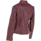 Leather Biker Style Jacket Burgundy : Awl-1201