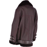 Womens Oversized Sheepskin Flying Biker Jacket Bordeaux: KB-20091
