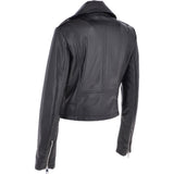 Short Leather Biker Jacket Black: 6617