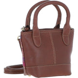 Ashwood Leather & Harris Tweed® Cloth Small Grab Bag Tan/Purple: TW-63-13-TP