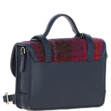 Ashwood Leather & Harris Tweed® Cloth Mini Satchel Bag with Twist Lock Navy/Pink: TW-32-06-NP