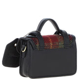 Ashwood Leather & Harris Tweed® Cloth Micro Satchel Bag with Twist Lock Black/Green/Red:TW-36-07-BR