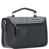 Ashwood Leather & Harris Tweed® Cloth Satchel Bag Black/White: TW-68-12-BW