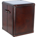 Luxury Real Leather Bedside Table Chestnut: LF-151