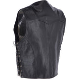Men's Leather  Laced Waistcoat Black: W/COAT LACE PLAIN