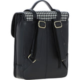 Ashwood Leather & Harris Tweed® Cloth Medium Backpack with Twist Lock Black/White: TW-37-012-BW