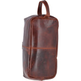 Vintage Leather Luxury Wash Bag With Tubular Mouth Opening Tan : Seb
