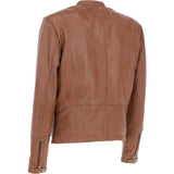 Mens Leather Biker Jacket Tan: BR FONS-1