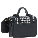 Ashwood Leather & Harris Tweed® Cloth Micro Satchel Bag with Twist Lock Black/White:TW-36-12-BW