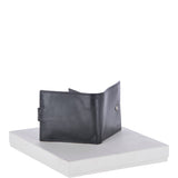 Vegetable Tanned 8 Card, ID & Coins & Zip Billfold Tab Leather Wallet Black : 1258-VT