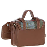 Ashwood Leather & Harris Tweed® Cloth Micro Satchel Bag with Twist Lock Tan/McLoad:TW-36-02-TM