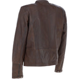 Mens Leather Biker Jacket Aq Brown: BR FONS-1