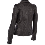 Ladies Vegetable Tanned Leather Studded Biker Jacket Black: ZB 255