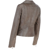 Exquisite Ashwood Leather Ladies Biker Jacket Taupe: AWL-1881