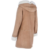 Ladies Hooded Sheepskin Coat Tan: KB 999