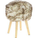 New Zealand Sheepskin Stool Wolf Tip: SHORT SHEEPSKIN STOOL