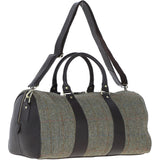 Ashwood Leather & Harris Tweed® Cloth Large Holdall Brown/Green: TW-47-09-BG