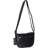 Leather Compact Crossbody Bag Black: Naomi