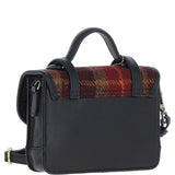 Ashwood Leather & Harris Tweed® Cloth Mini Satchel Bag with Twist Lock Brown/Red: TW-32-07-BR