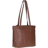 Designer Leather Shoulder Bag with Secure Zip Pocket Cognac: Bray