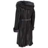 Toscana Longhaired Hood And Belted Shearling Coat Black/ Brissa: LP 24