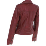 Ladies Ashwood Leather Biker Jacket Burgundy: AWL-1991