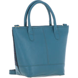 Ashwood Leather & Harris Tweed® Cloth Large Grab Bag Teal/Navy: TW-64-16-TN