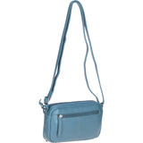 Compact Leather Shoulder & Crossbody Bag Avio Blue: Cork