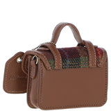 Ashwood Leather & Harris Tweed® Cloth Micro Satchel Bag with Twist Lock Tan/Green/Red:TW-36-08-TR