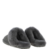Classic Ladies Suede Sheepskin Slippers Gray