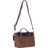 Ashwood Leather & Harris Tweed® Cloth Medium Satchel Bag with Twist Lock Tan/Watch: TW-34-04-TW