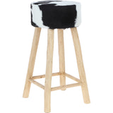 Stylish Ashwood Stool with Black and White Upholstered Seat: M-7646