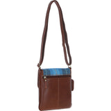Ashwood Leather & Harris Tweed® Cloth Twist Lock Crossbody Bag Tan/LT Blue: TW-31-05-TB