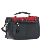 Ashwood Leather & Harris Tweed® Cloth Small Satchel Bag Black/Red: TW-67-14-BR
