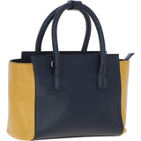 Contemporary Two-Tone Mustard and Navy Tote Bag with Detachable Shoulder Strap for Women: 61720