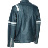 Men's Ashwood Leather Casual Jacket with Contrast Stripes Navy: AWM-260