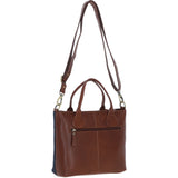 Versatile Ashwood Leather & Harris Tweed® Cloth Shoulder Bag Tan/Navy: TW-22-011-TN