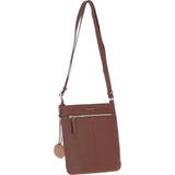 Genuine Leather Crossbody x Shoulder Bag with Golden Accents Cognac: 64239
