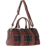 Ashwood Leather & Harris Tweed® Cloth Doctor Holdall Tan/Green/Red: TW-46-08-TR