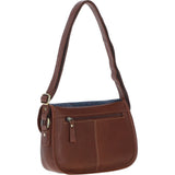 Elegant Ashwood Leather & Harris Tweed® Cloth Crossbody Bag Tan/Navy: TW-27-011-TN
