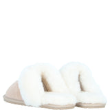 Classic Ladies Suede Sheepskin Slippers Beige