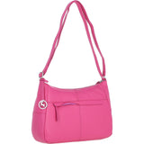 Leather Shoulder Bag with Zip & Magnetic Pocket Hot Pink: Meath