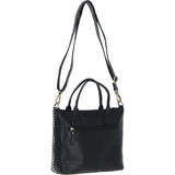 Versatile Ashwood Leather & Harris Tweed® Cloth Shoulder Bag Black/White: TW-22-012-BW