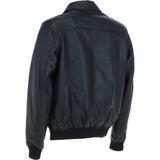 Men's Real Leather Bomber Jacket with Brando Collar Black: AWM-Pointer