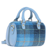 Ashwood Leather & Harris Tweed® Cloth Small Barrel Bag Baby-blue/Blue: TW-61-19-BB