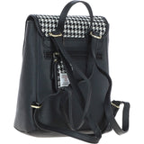 Ashwood Leather & Harris Tweed® Cloth Compact Backpack Black/White: TW-65-12-BW
