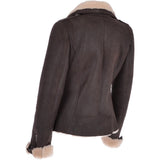 Womens Luxury Shearling Jacket Brown/Cream: P-47
